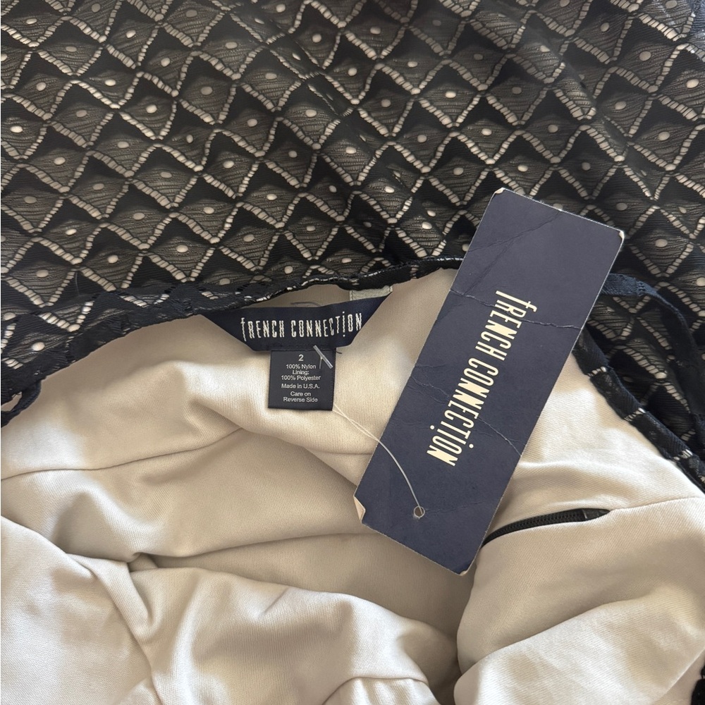 French Connection Black and Cream Women's Dress